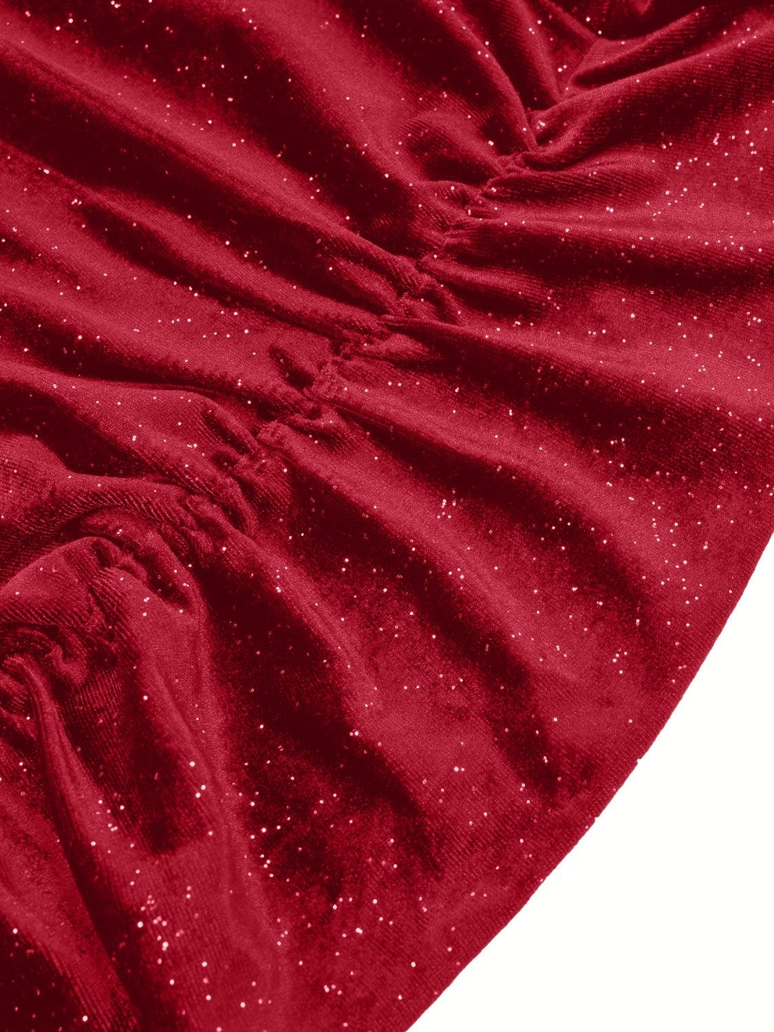 Glitter Ruched Cowl Neck Dress for Effortless Glamour