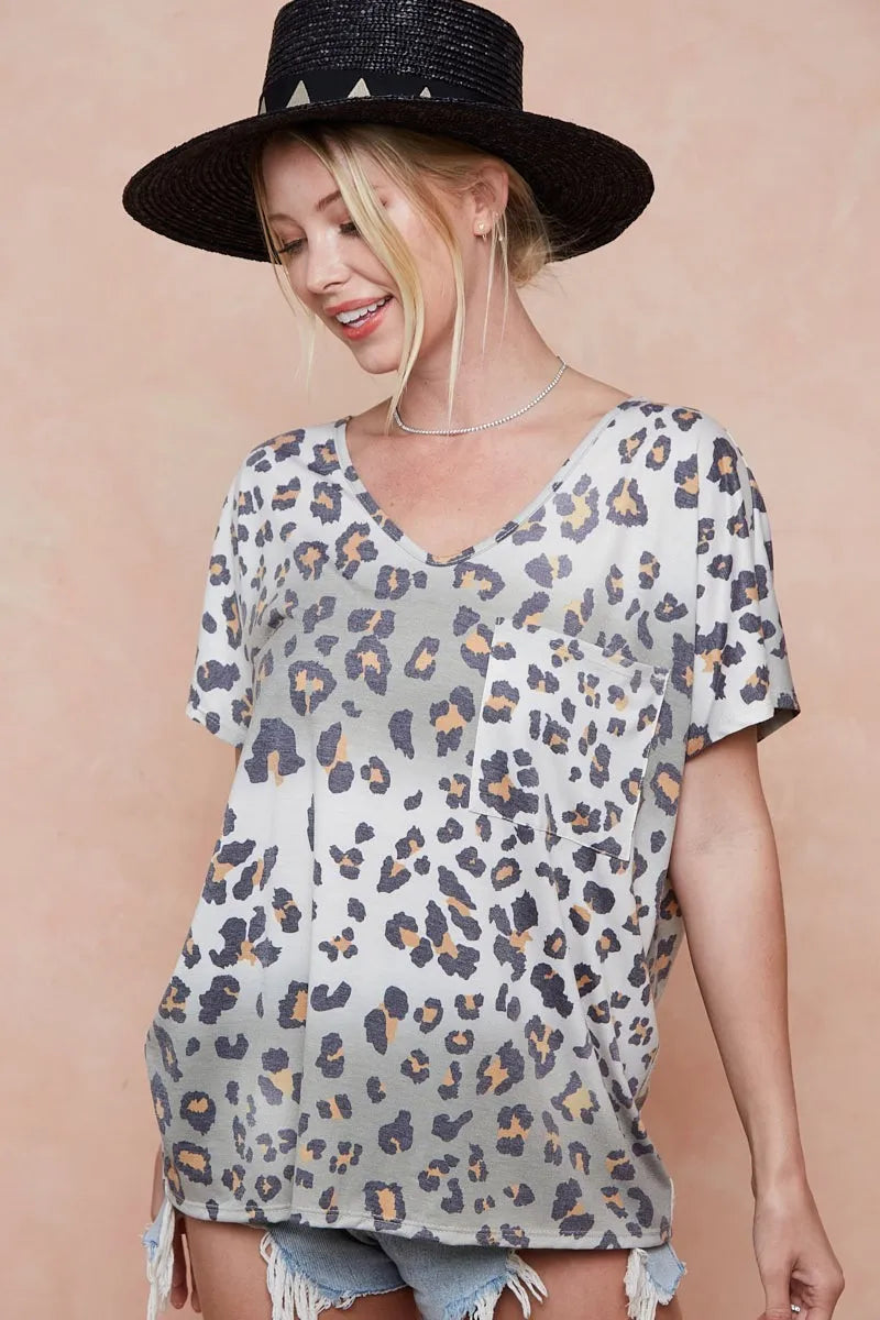 BiBi Tie Dye Leopard Printed Jersey with Front Pocket