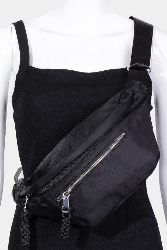 Fame Nylon Crossbody Bag with Adjustable Strap Black One Size