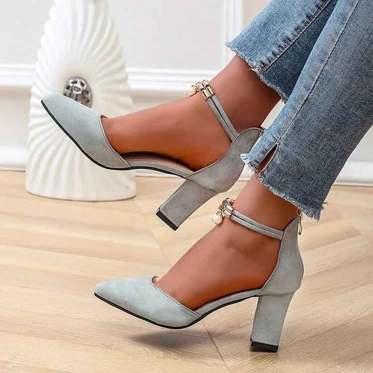 Point Toe Block Heels Pumps