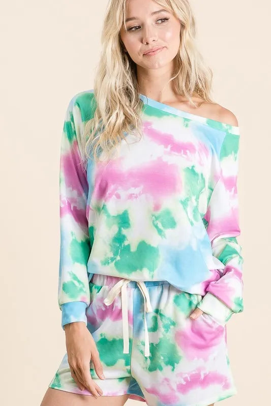 BiBi Tie Dye French Terry Top and Shorts Set