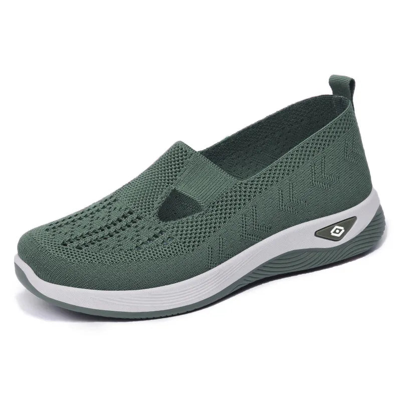Breathable Mesh Round Toe Wedge Sneakers Turquoise