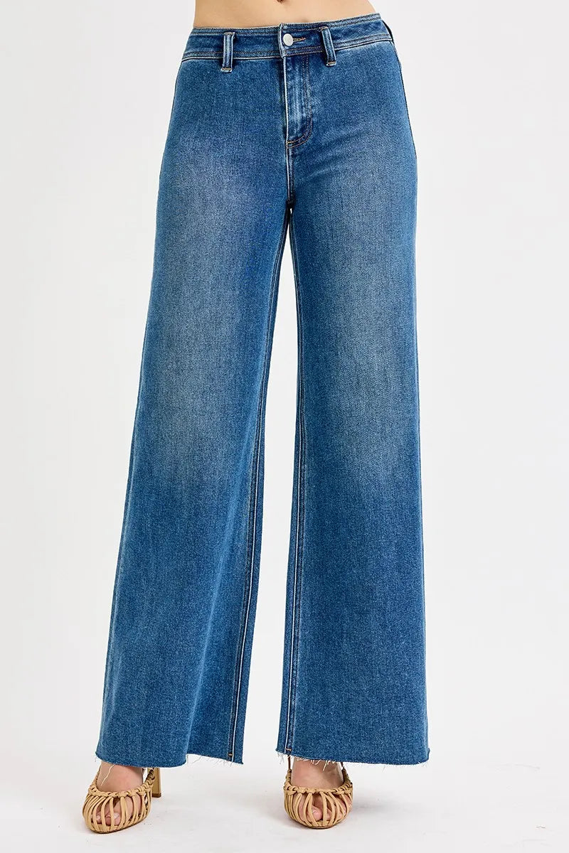 RISEN High-Waisted Wide Leg Jeans Medium
