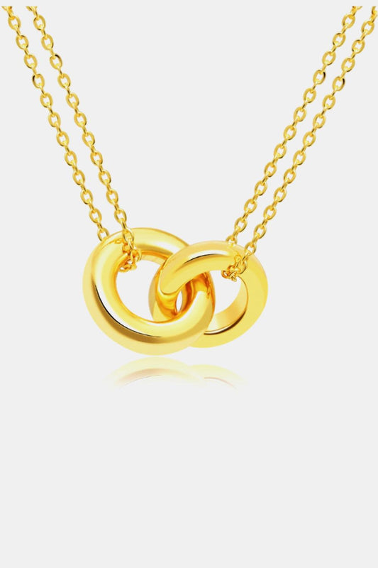 Linked Ring Pendant Chain Necklace Gold One Size