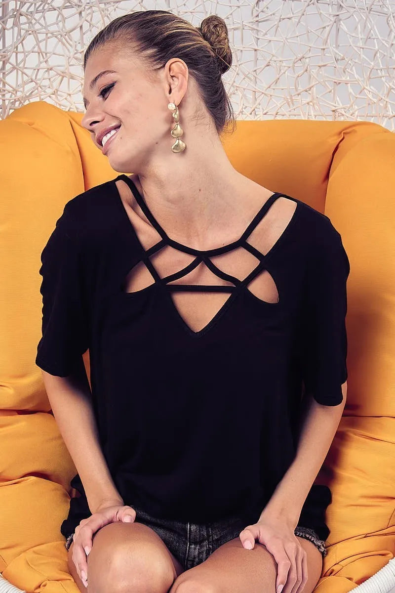 BiBi Silky Knit Top with Front Details