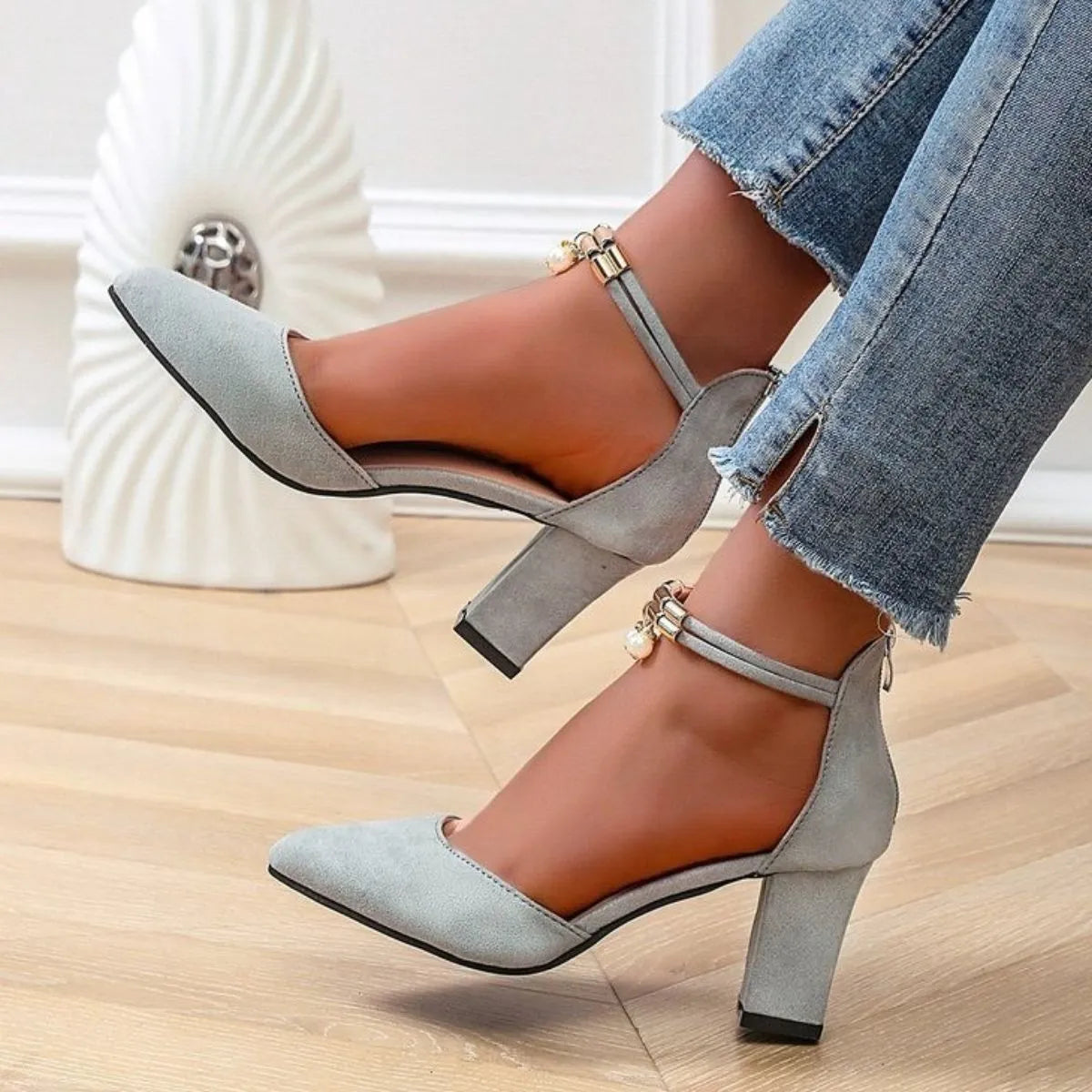 Point Toe Block Heels Pumps
