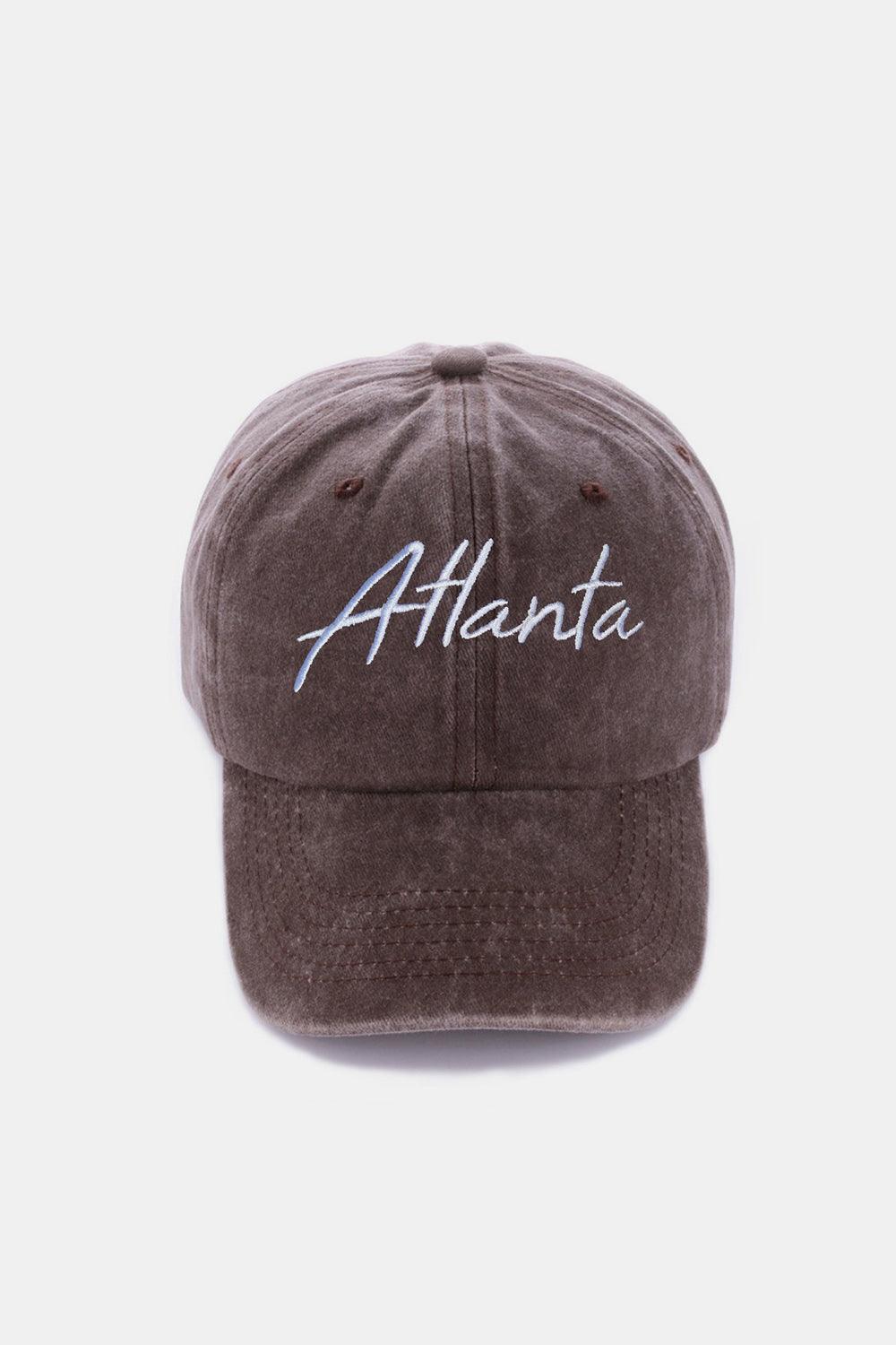 Zenana Washed ATLANTA Embroidered Baseball Cap Atlanta Brown One Size