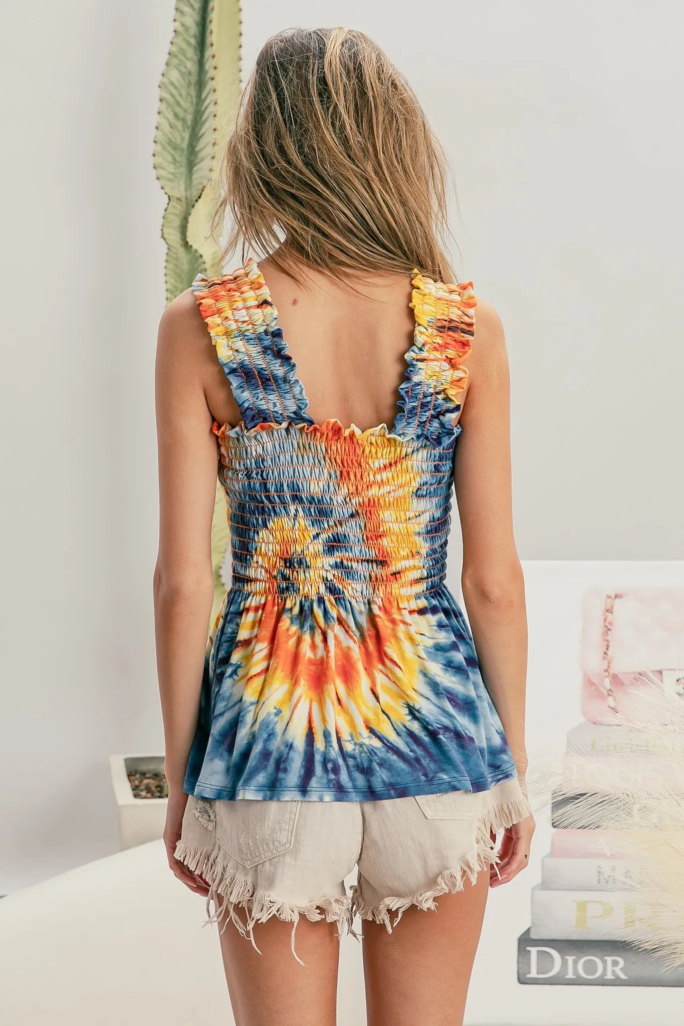 BiBi Tie Dye Jersey Knit Smoking Tube Top