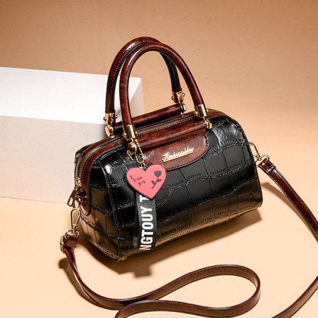 Women's Luxury Pillow Handbag - Crocodile Pattern PU Leather Tote Shoulder Bag