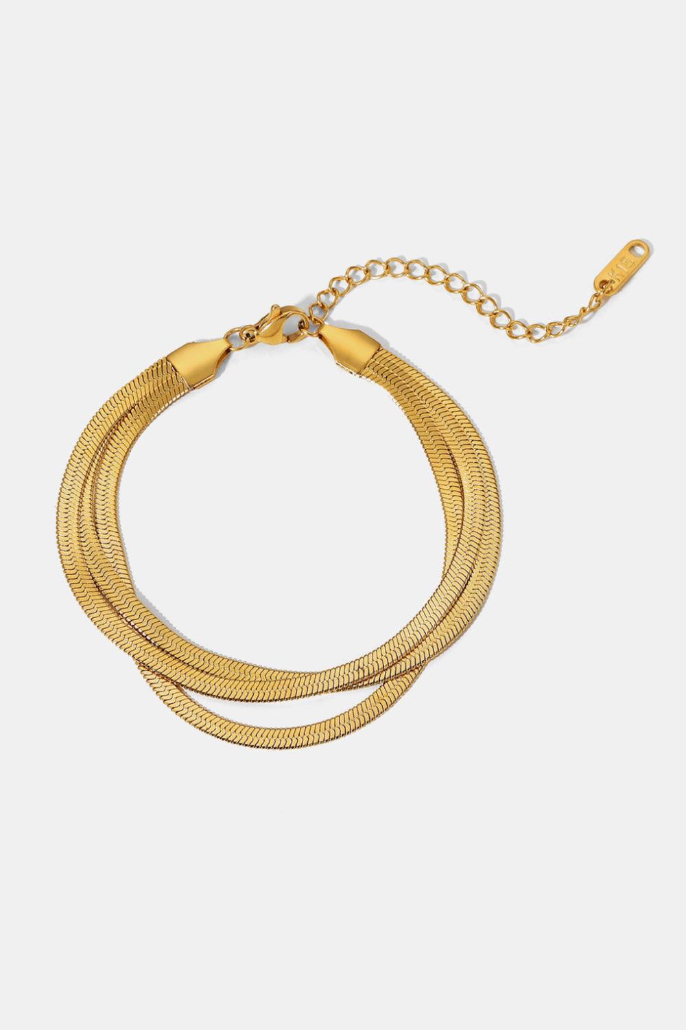 Triple-Layered Snake Chain Bracelet Gold One Size