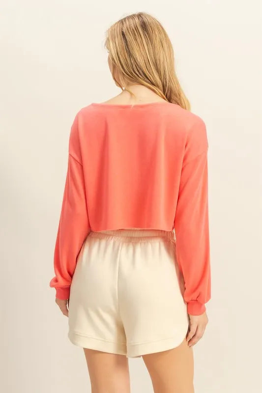 HYFVE Boat Neck Long Sleeve Cropped Top