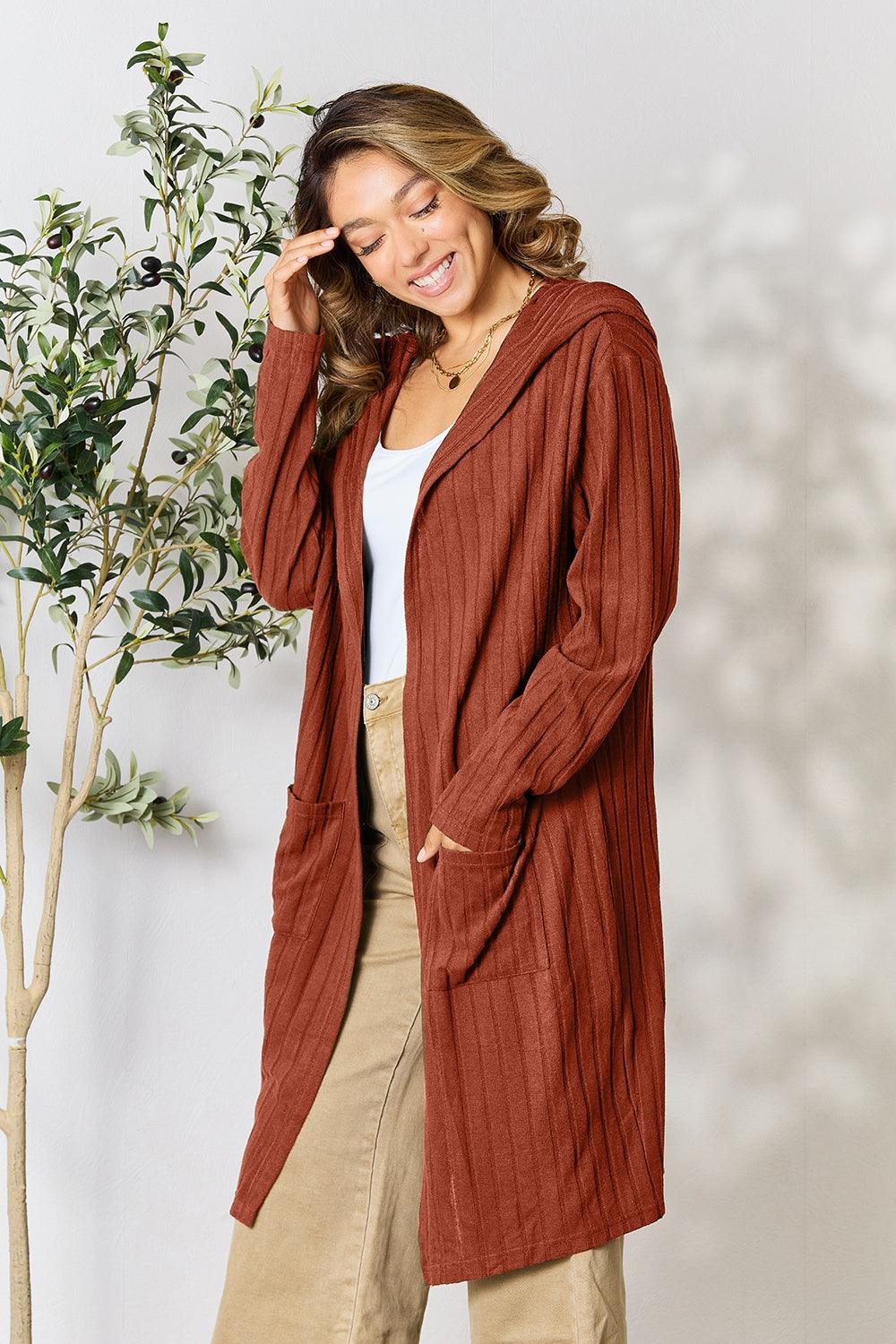 Basic Bae Full Size Hooded Sweater Cardigan for Ultimate Comfort