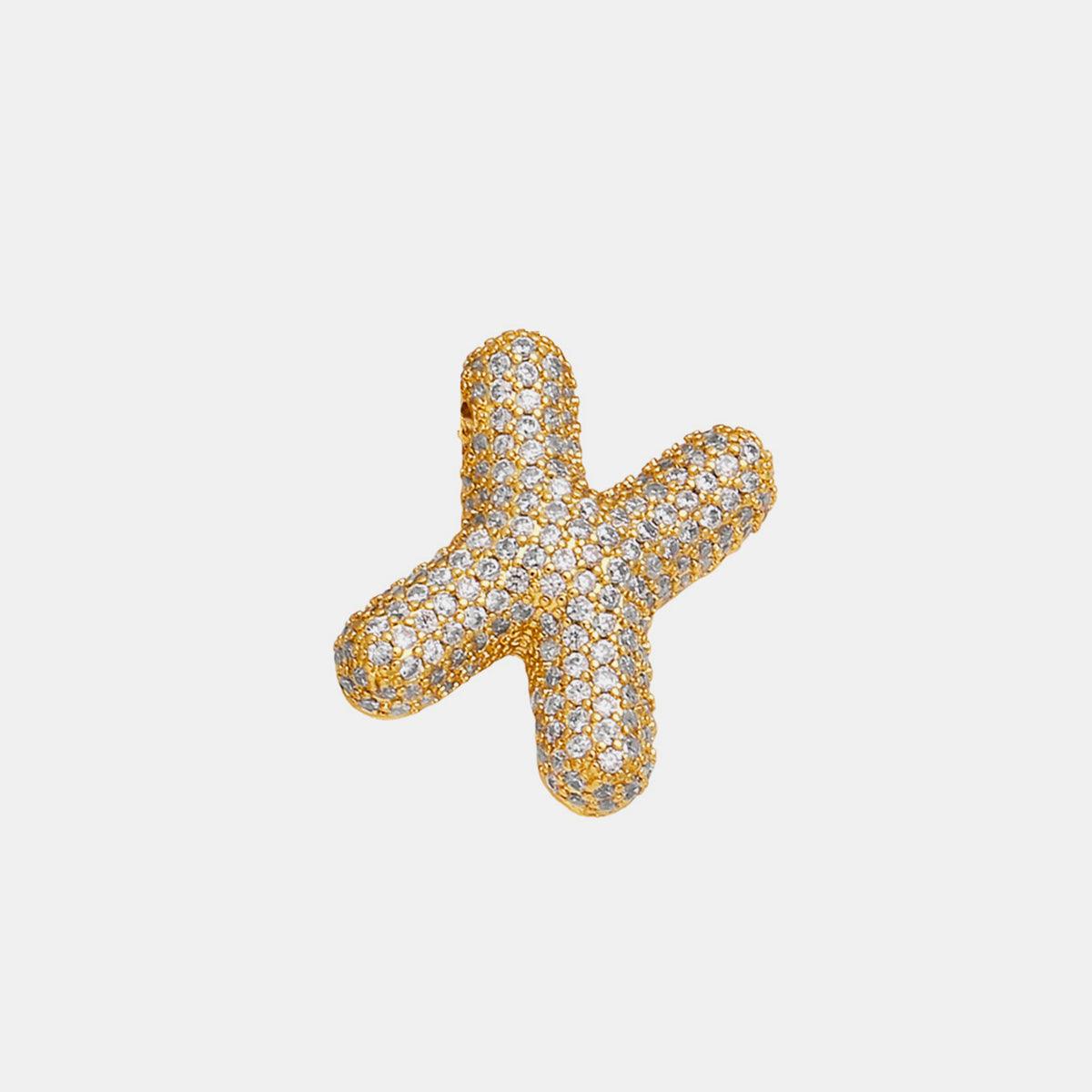 Inlaid Zircon Bubble Initial Necklace Style X One Size