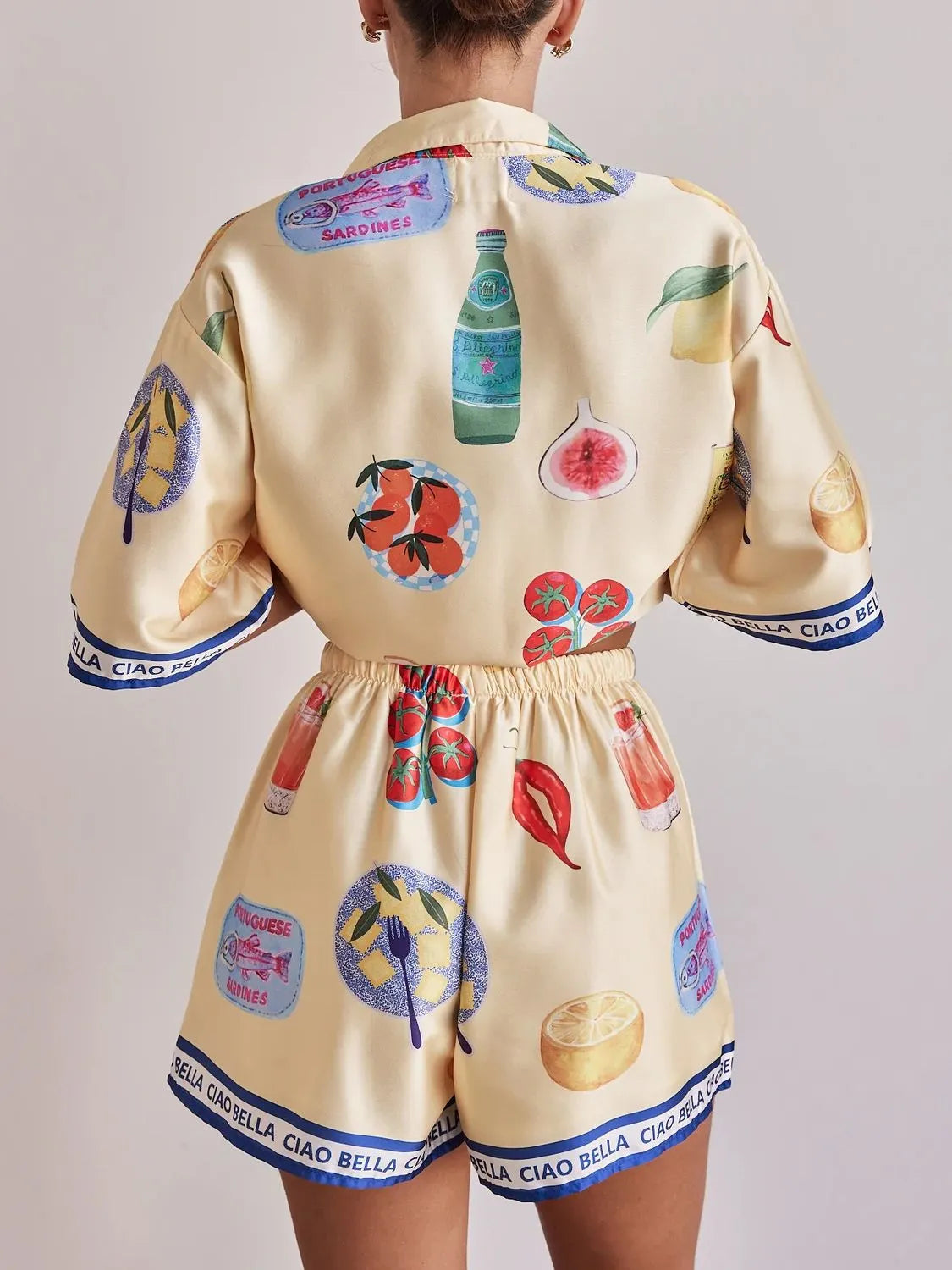 Printed Button Up Top and Shorts Set