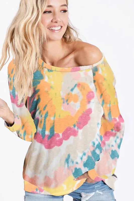 BiBi Tie Dye Print Knit Top YELLOW ORANGE