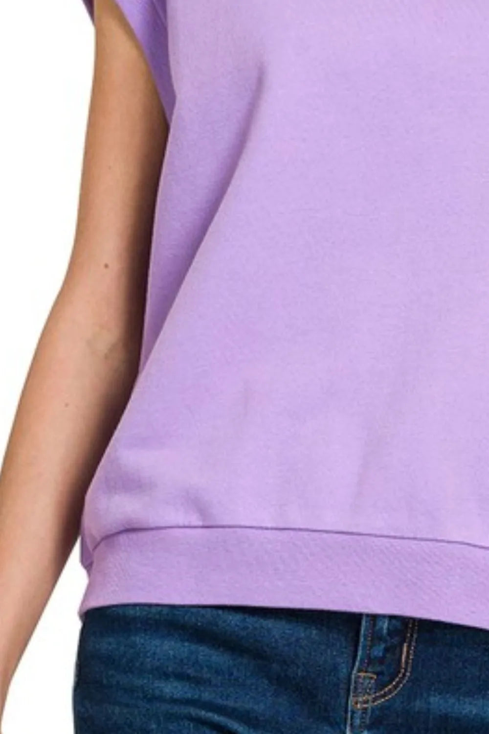 Zenana French Terry Round Neck Cap Sleeve T-Shirt