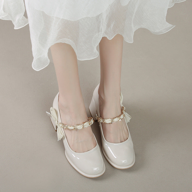 Round Toe Block Heels Pumps