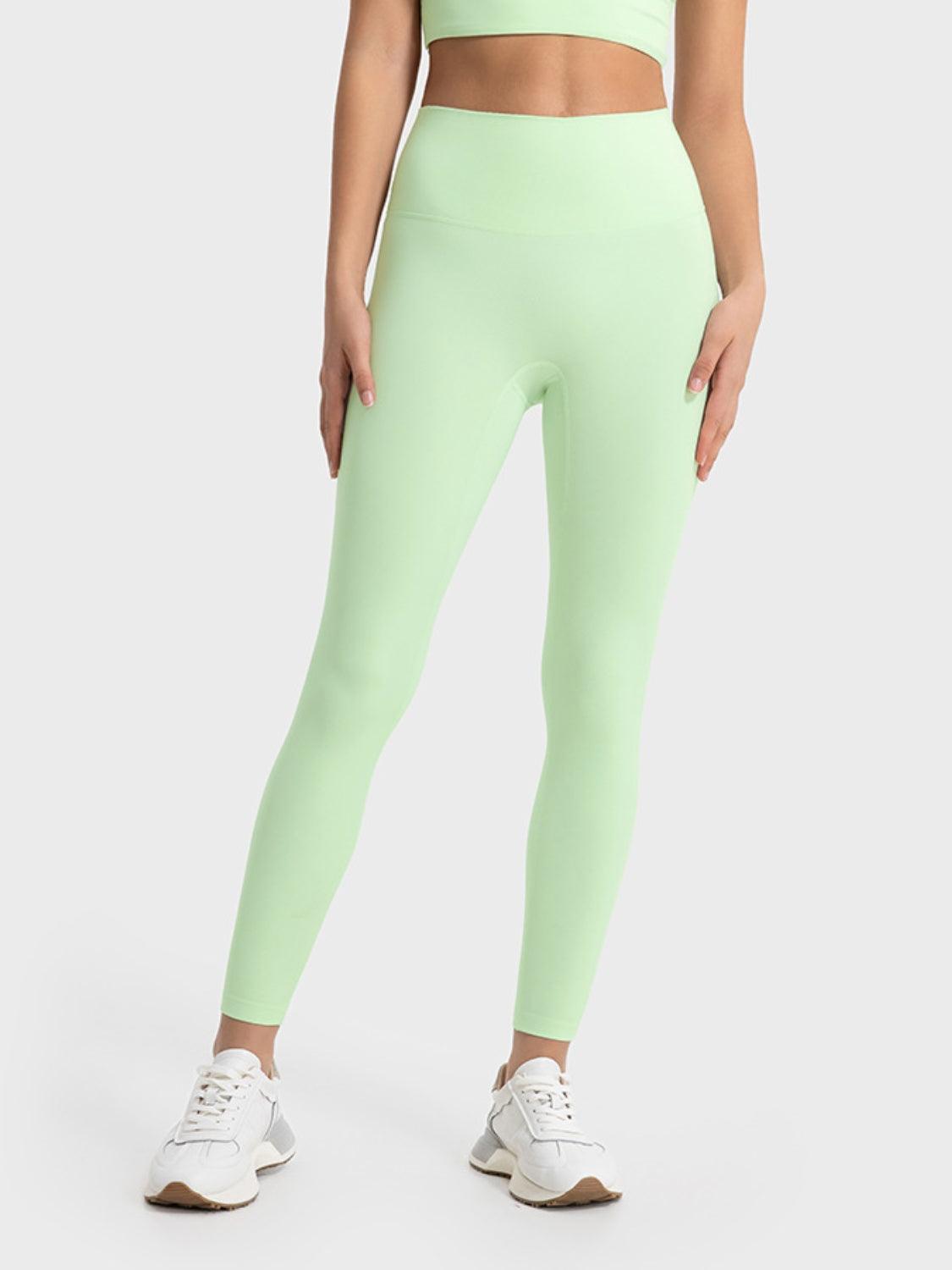 Millennia Wide Waistband Sports Leggings Light Green