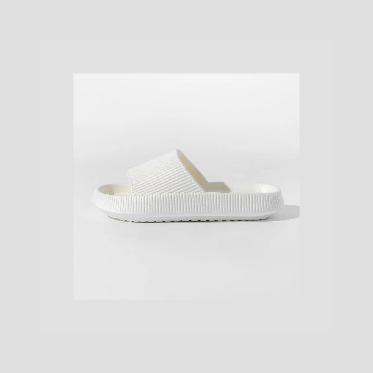 Open Toe Platform Slippers White