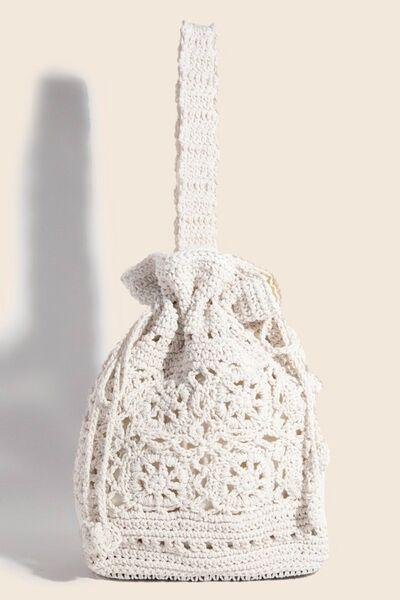 Fame Intricate Braided Single Strap Drawstring Bag Ivory One Size