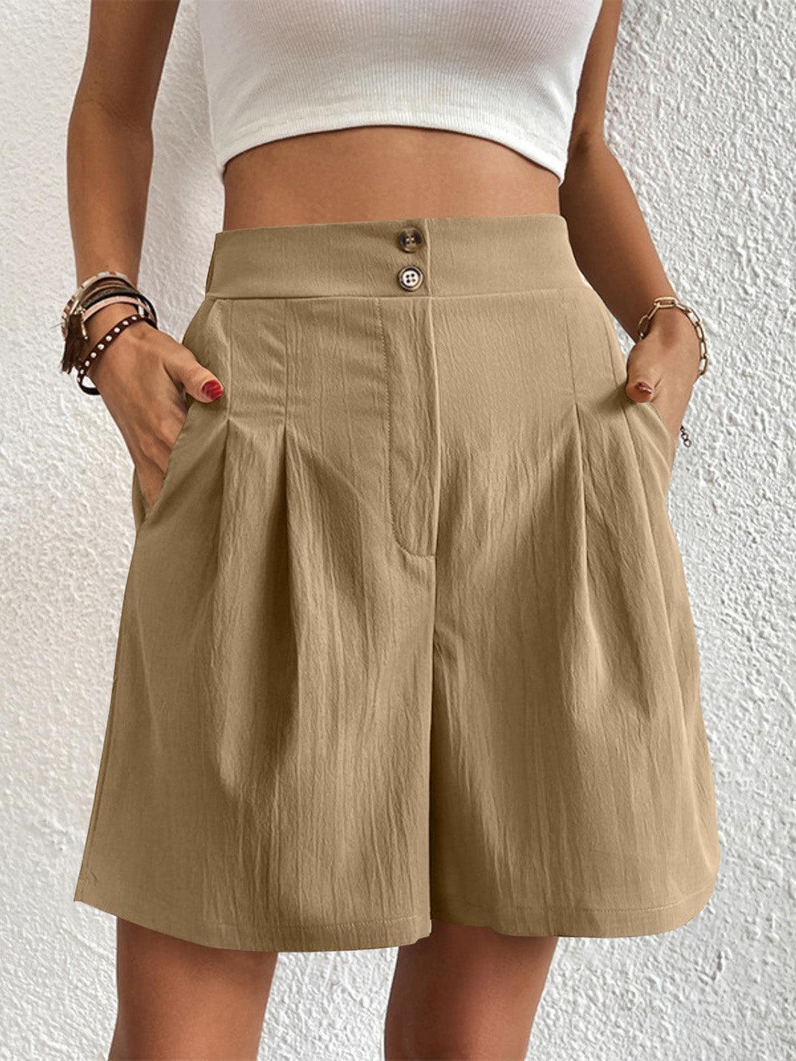 High Waist Shorts with Pockets Khaki
