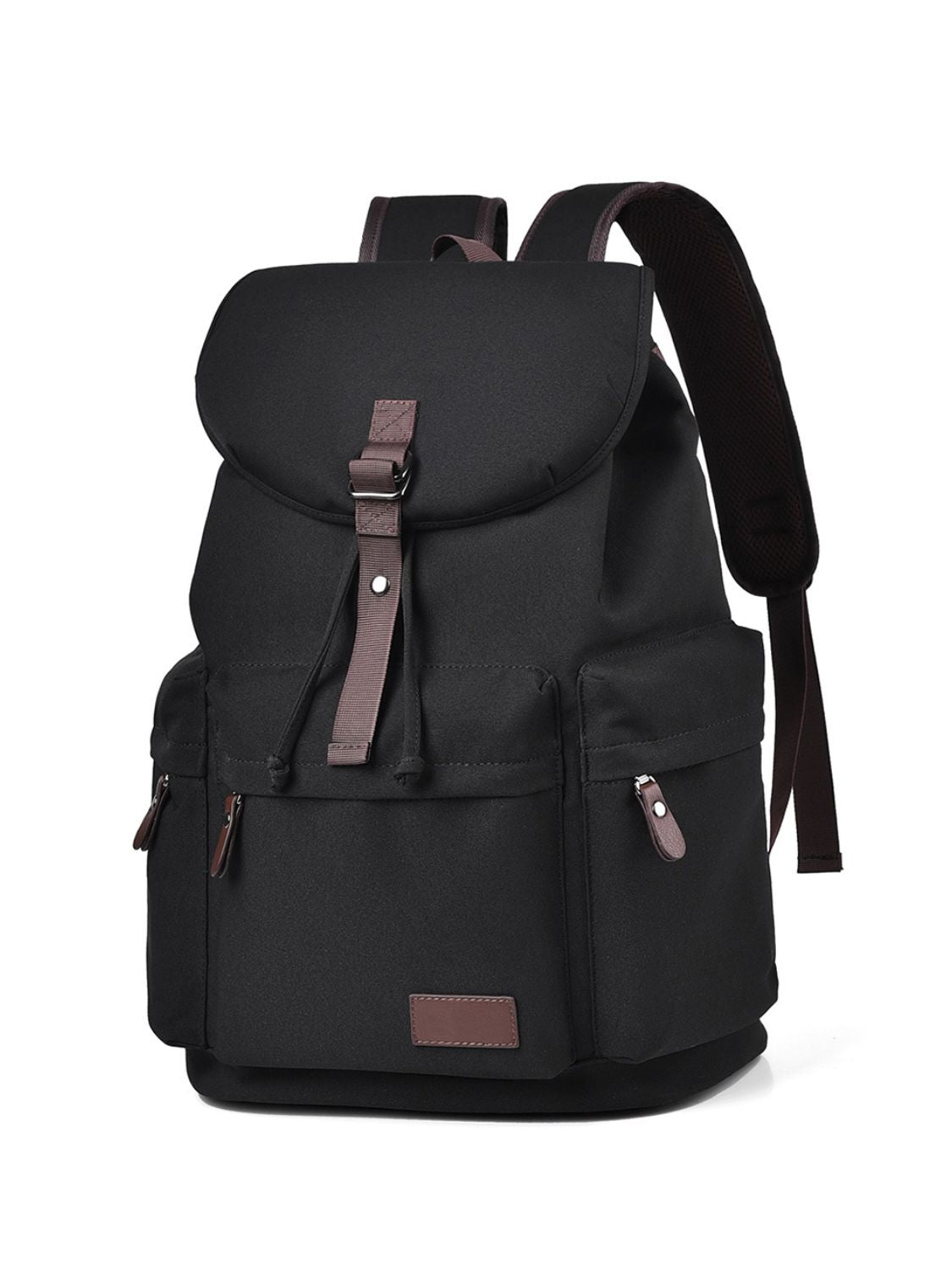 Multi Pockets Adjustable Strap Canvas Backpack Bag Black One Size