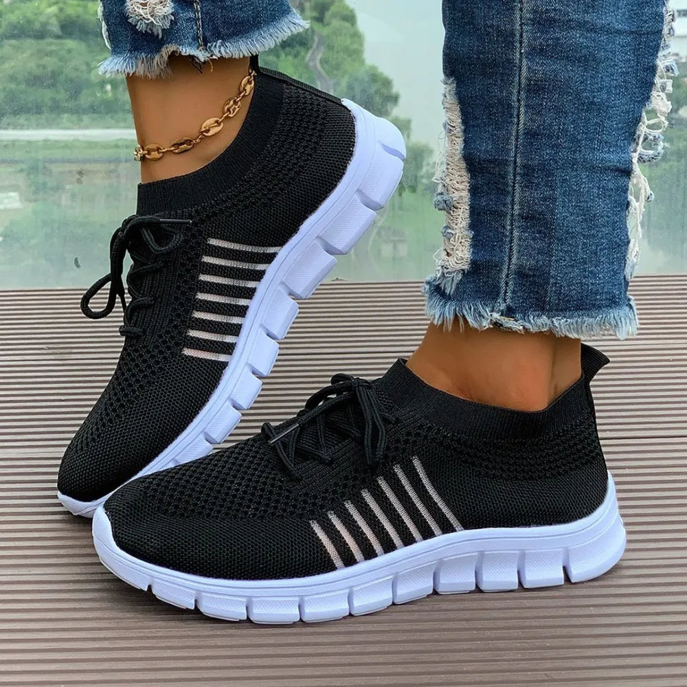 Breathable Mesh Round Toe Athletic Black