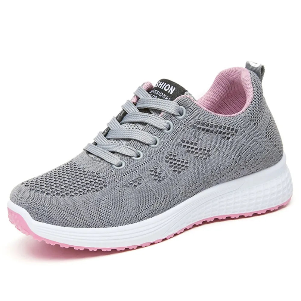 Round Toe Mesh Breathable Athletic Gray