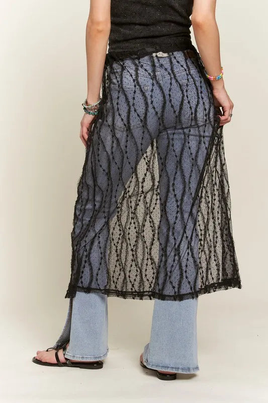 ADORA Sheer Layered Mesh Cover-Up Skirt
