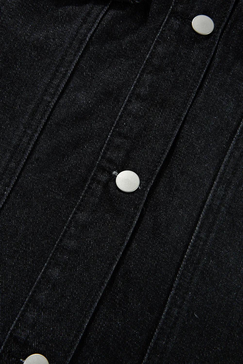 Raw Hem Button Up Denim Top