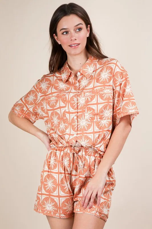 VERY J Tropical Printed Shirt Top & Shorts Set