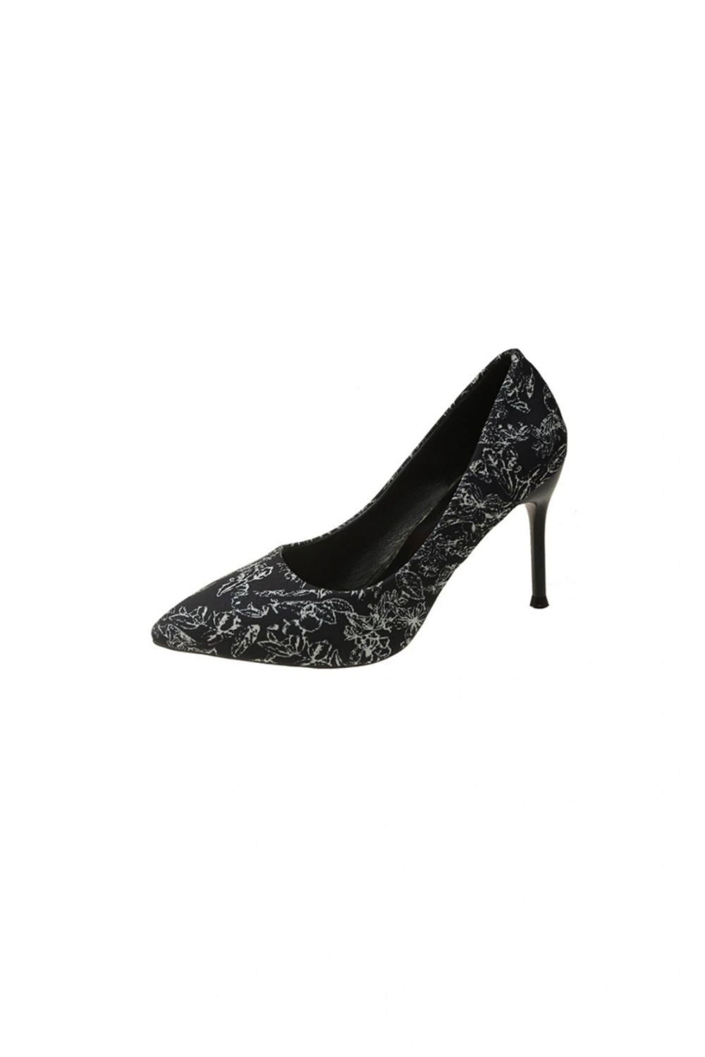Floral Point Toe Slingback Pumps Black