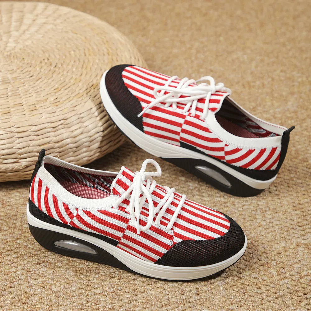 Breathable Mesh Round Toe Athletic Red