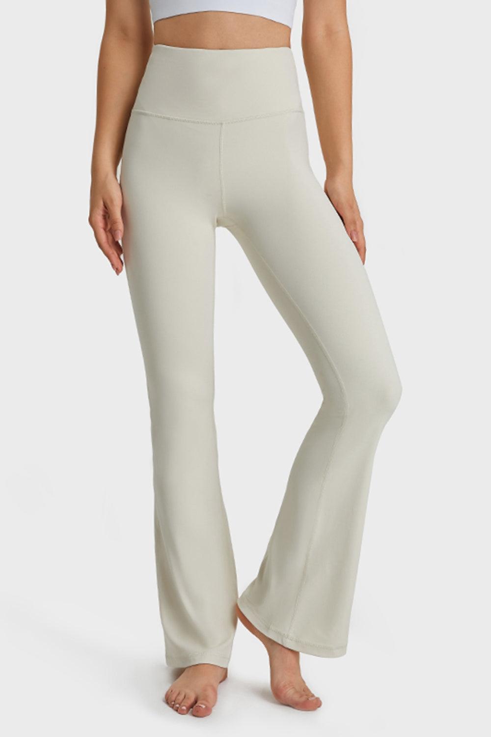Millennia Elastic Waist Flare Yoga Pants White