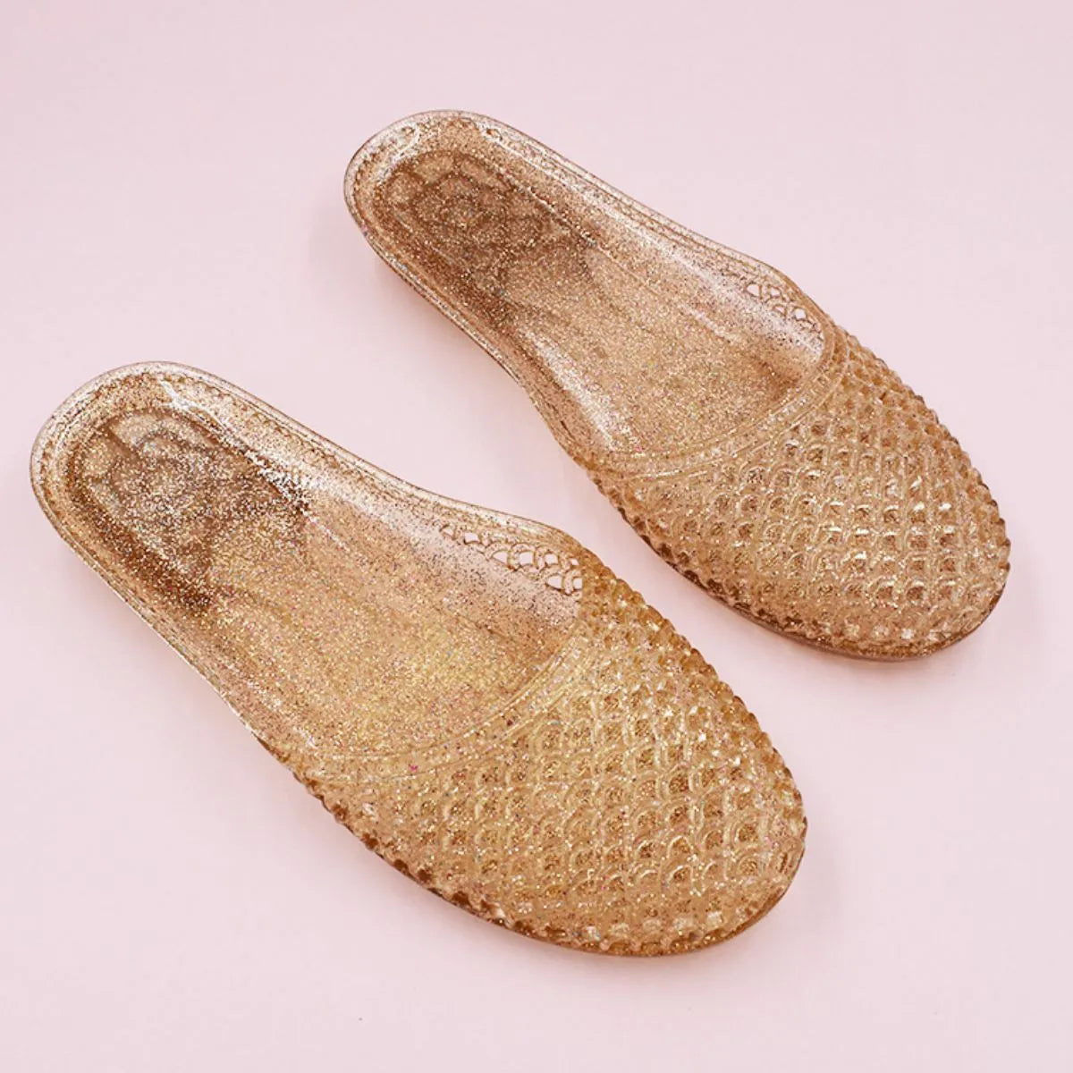 Round Toe Flats Slippers Gold