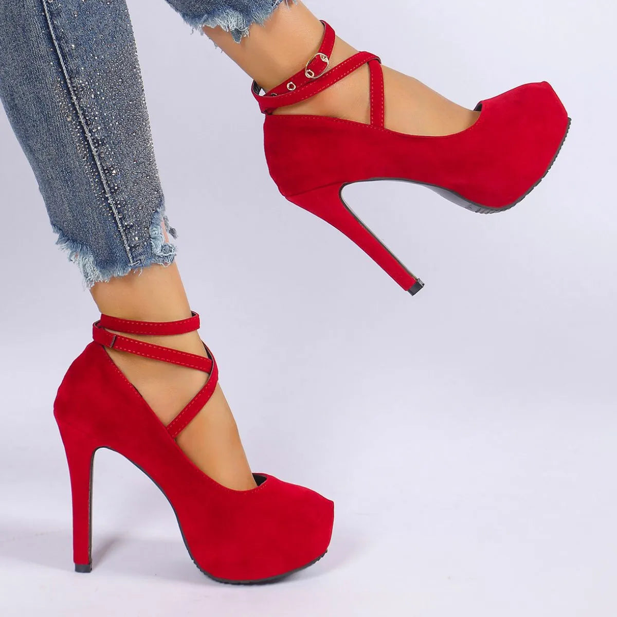 Round Toe Stiletto Pumps