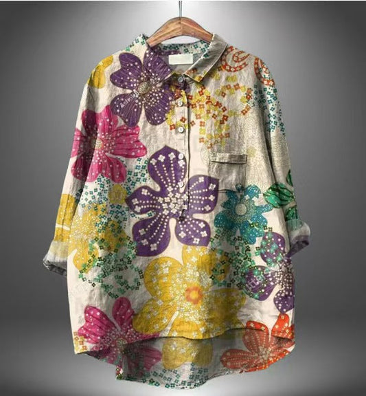 Womens Casual Long-sleeve Shirt Top
