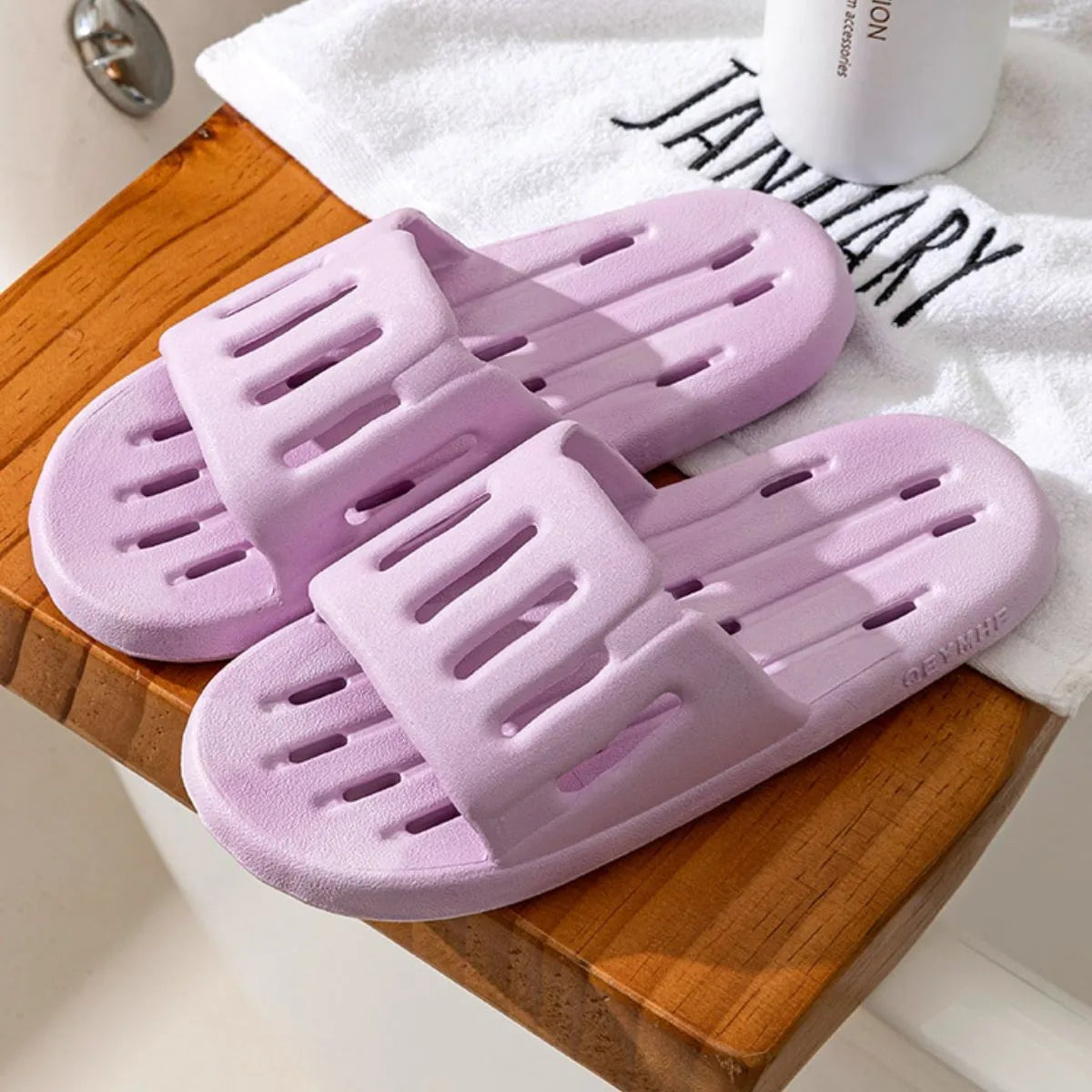 Open Toe Platform Slippers Purple