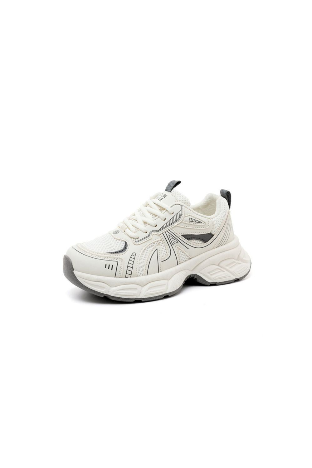 Mesh Lace Up Round Toe Platform Athletic White