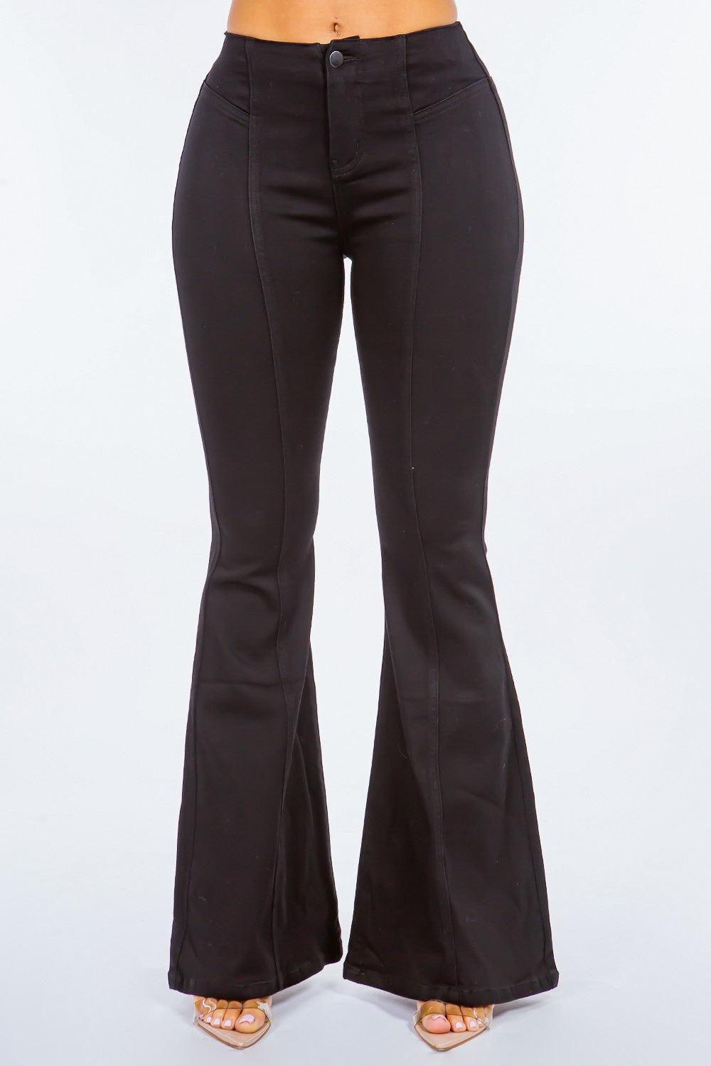 American Bazi High Waist Pull On Flare Jeans Black