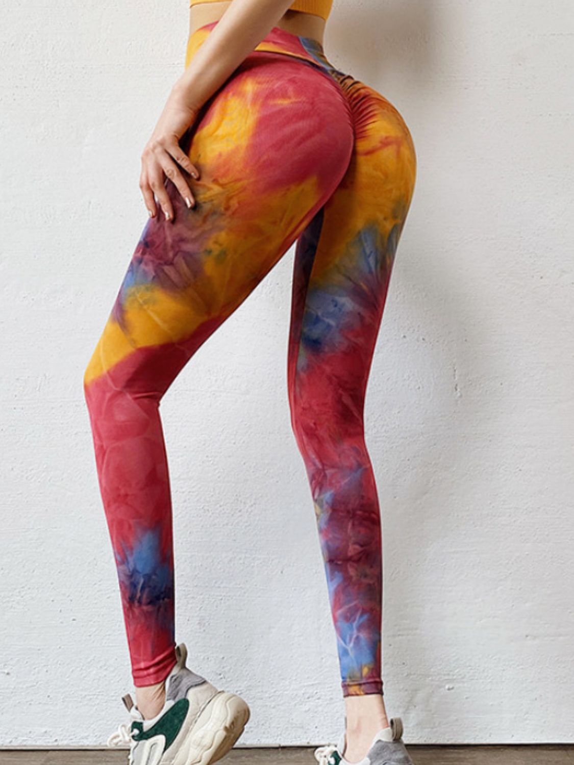 Tie-Dye High Waist Active Leggings Red