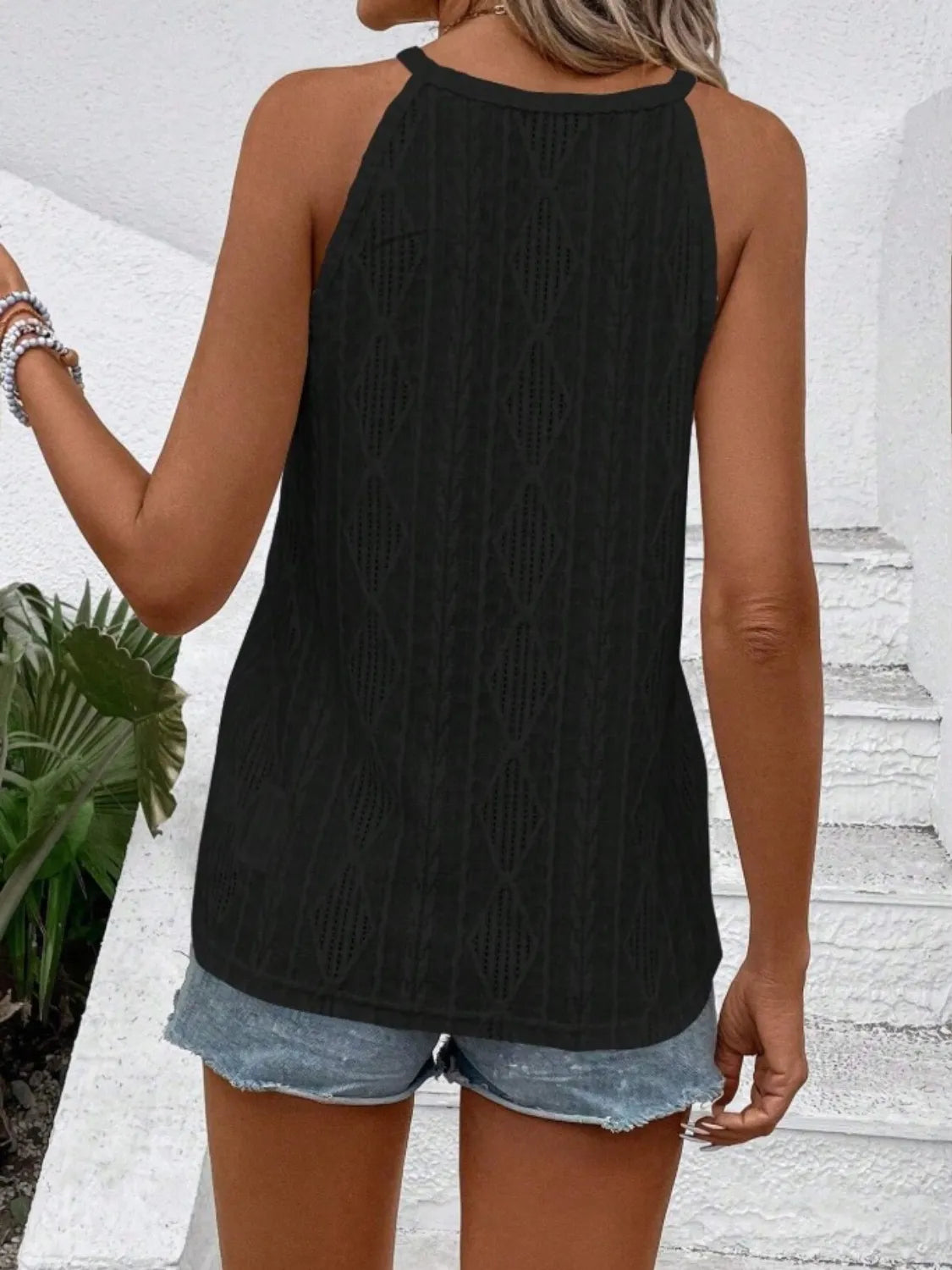 Openwork Grecian Neck Tank