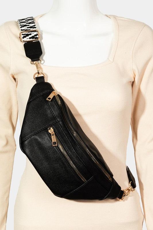 Fame PU Leather Crossbody Bag with Removable Strap Black One Size