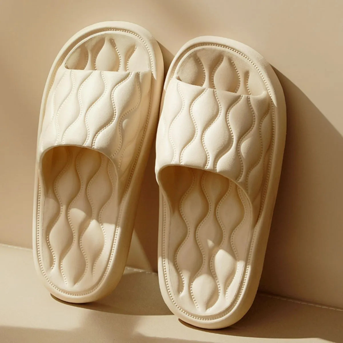 Open Toe Flats Slippers Khaki