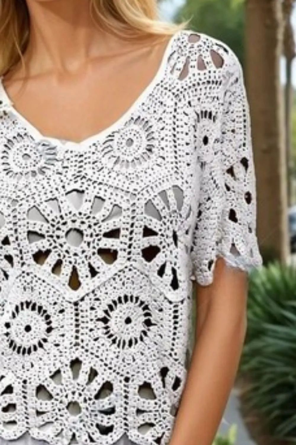 ADORA Crochet Short Sleeve Top