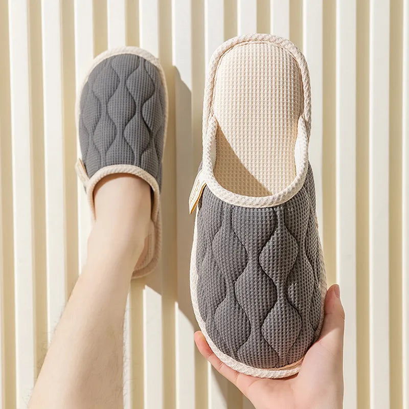 Round Toe Flats Slippers Gray