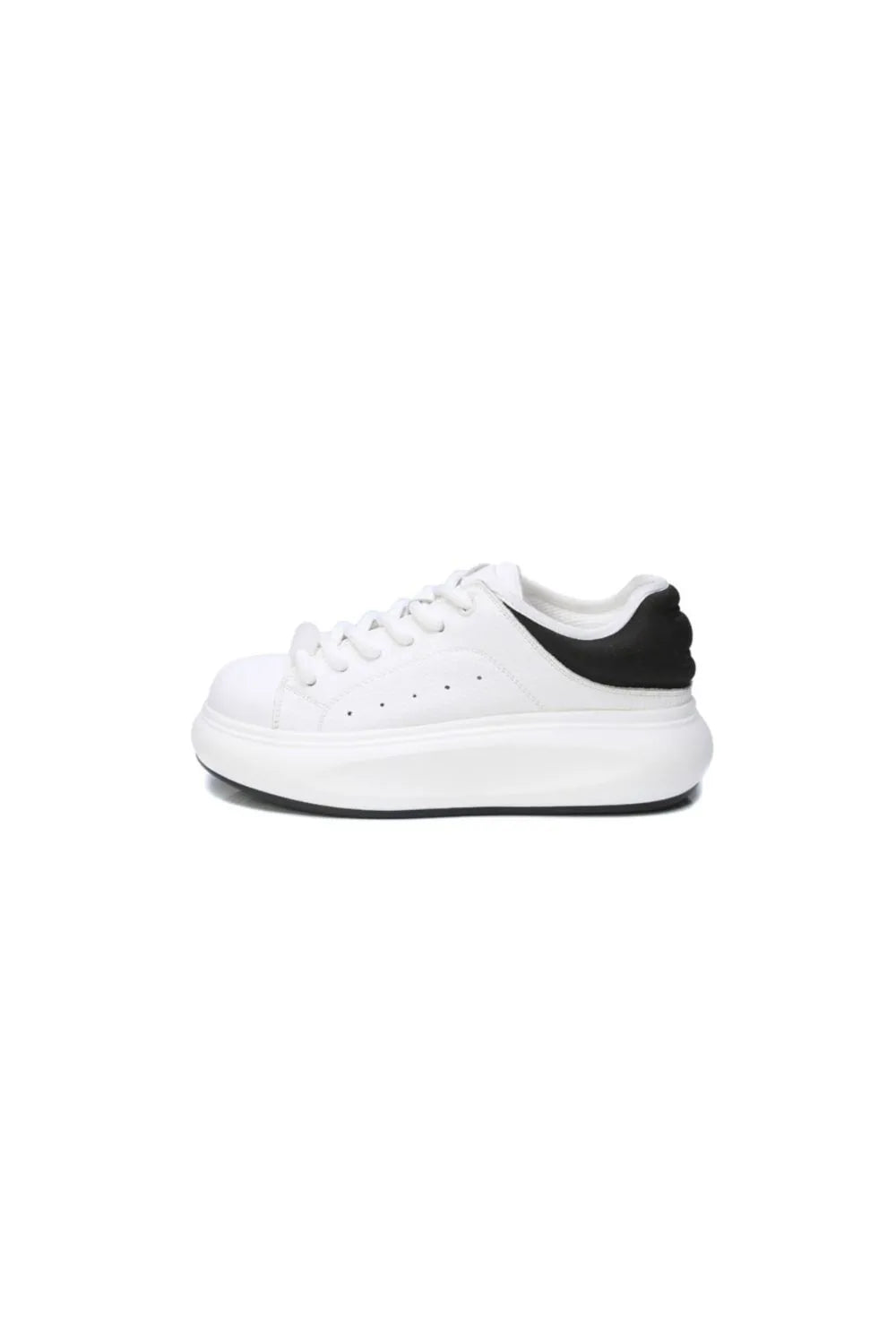 Lace Up Round Toe Platform Sneakers Black