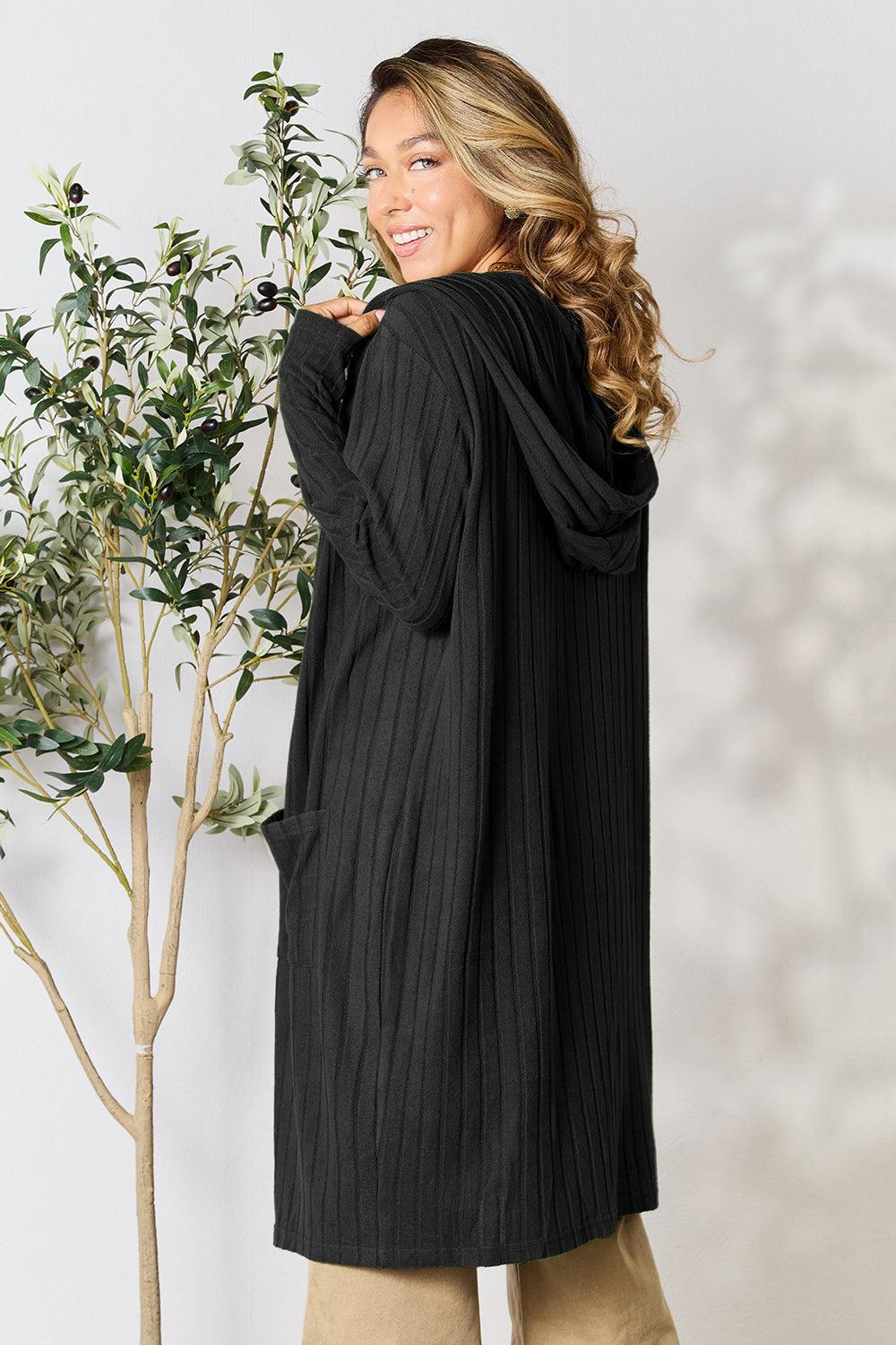 Basic Bae Full Size Hooded Sweater Cardigan for Ultimate Comfort