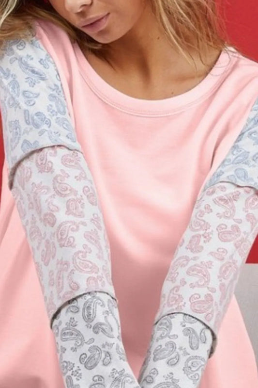 BiBi French Terry with Paisley Triblend Color Block