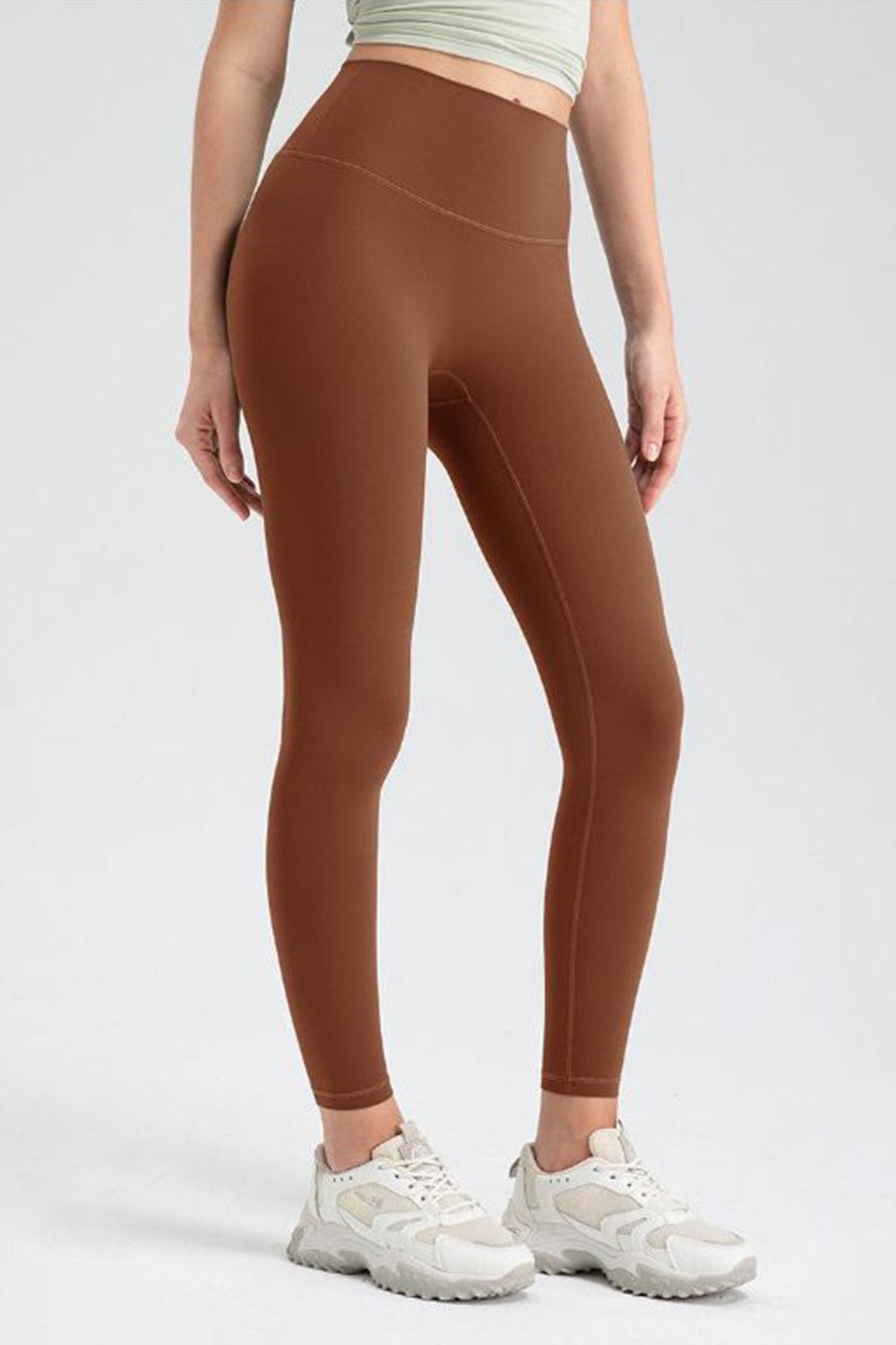 Wide Waistband High Waist Sport Leggings Caramel